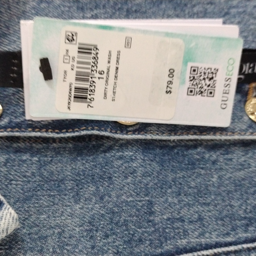 GUESS Girls' Eco Stretch Denim Dress Size 16 - Picture 6 of 16